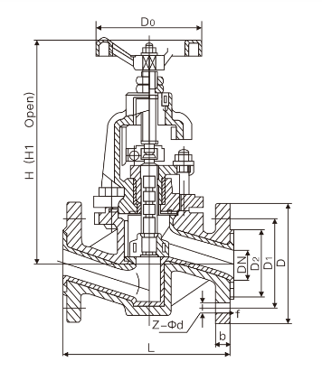 Fluorine lined globe valve(圖1) Fluorine lined globe valve(圖1)